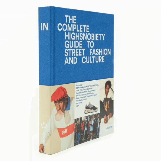 Knyga The Incomplete Highsnobiety Guide to Street Fashion and Culture mėlynas viršelis su mados iliustracijomis